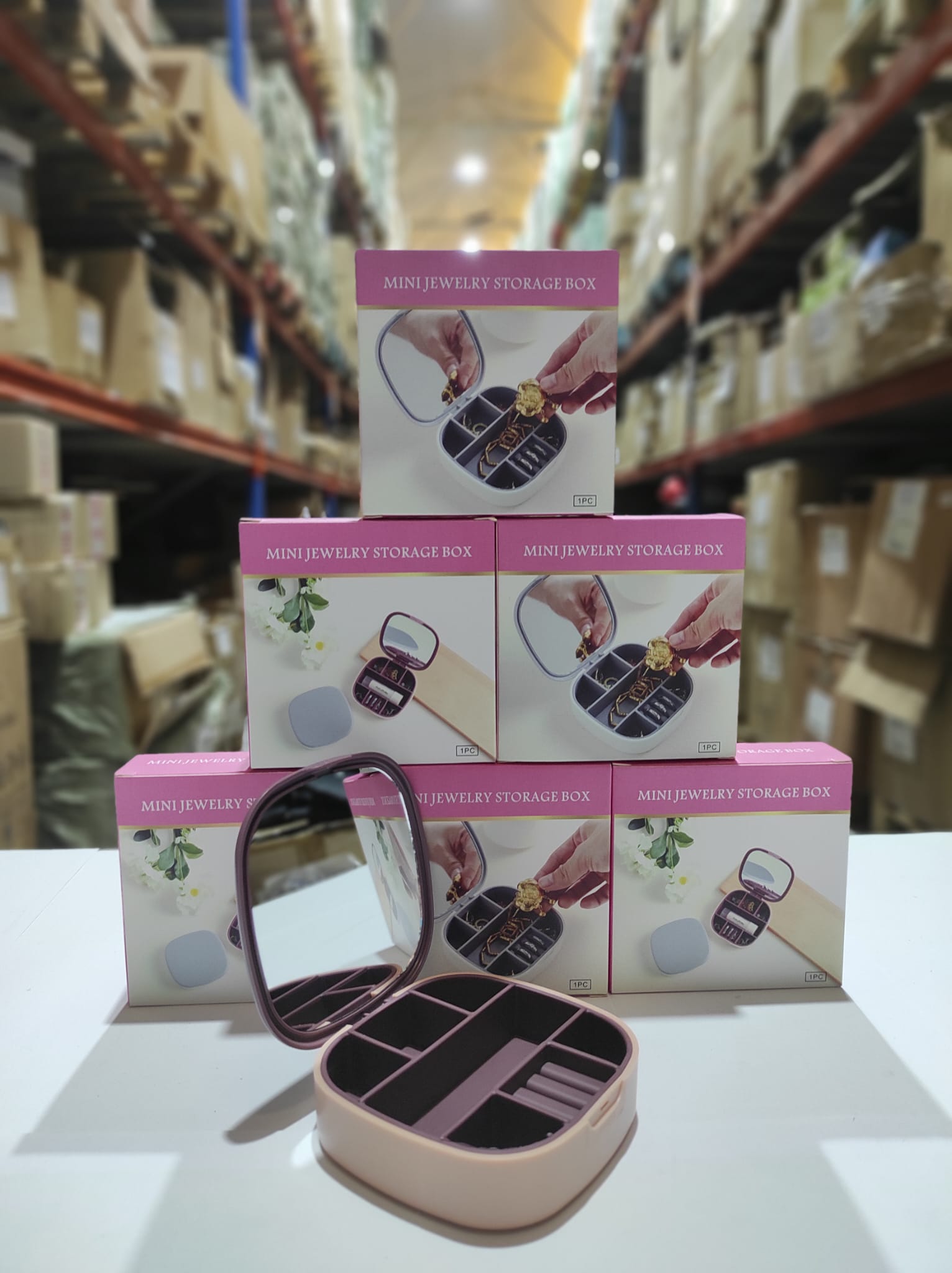 Mini joyero con espejo de viaje ( rosa , blanco ) - Imagen 9