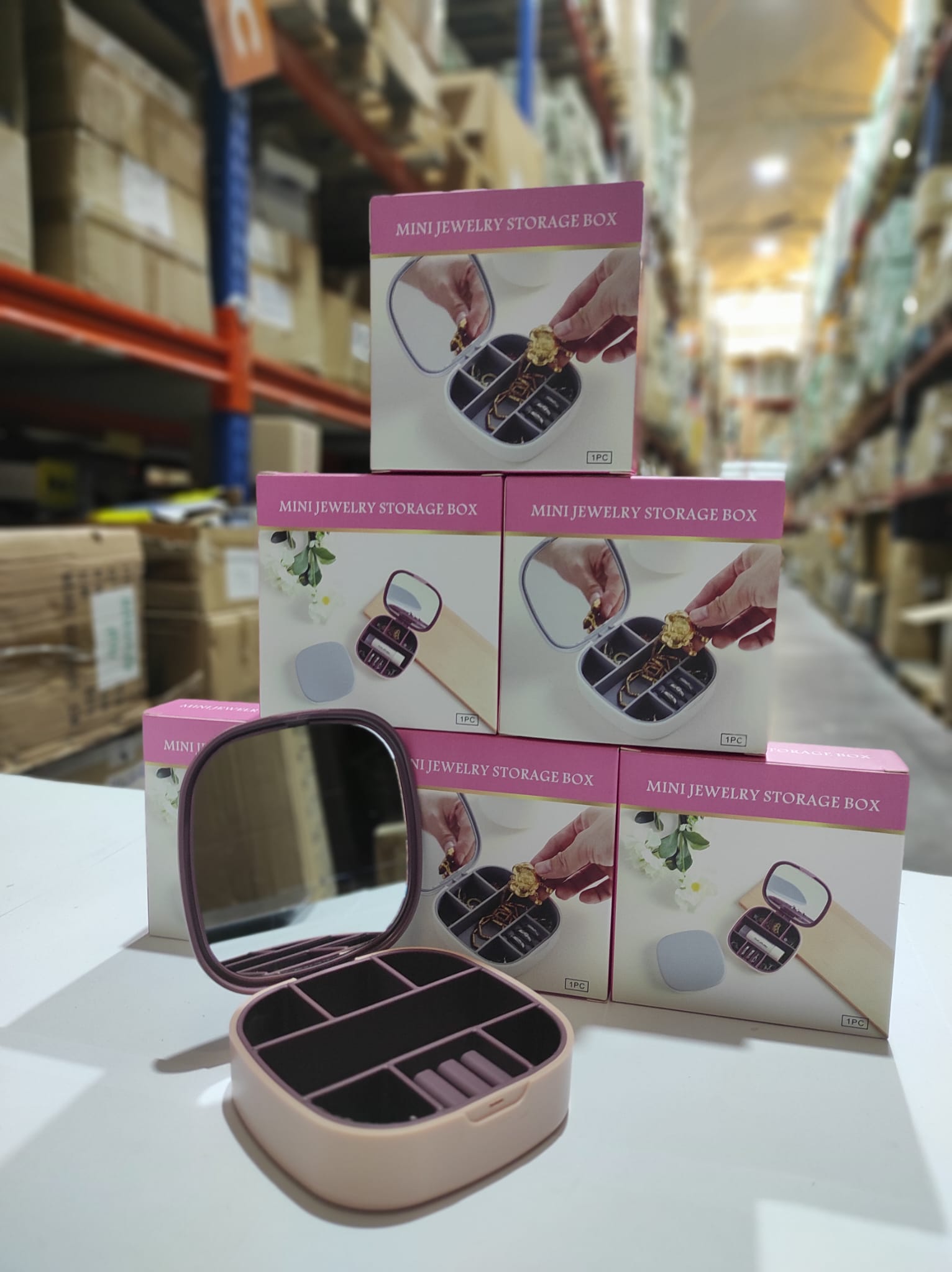 Mini joyero con espejo de viaje ( rosa , blanco ) - Imagen 7