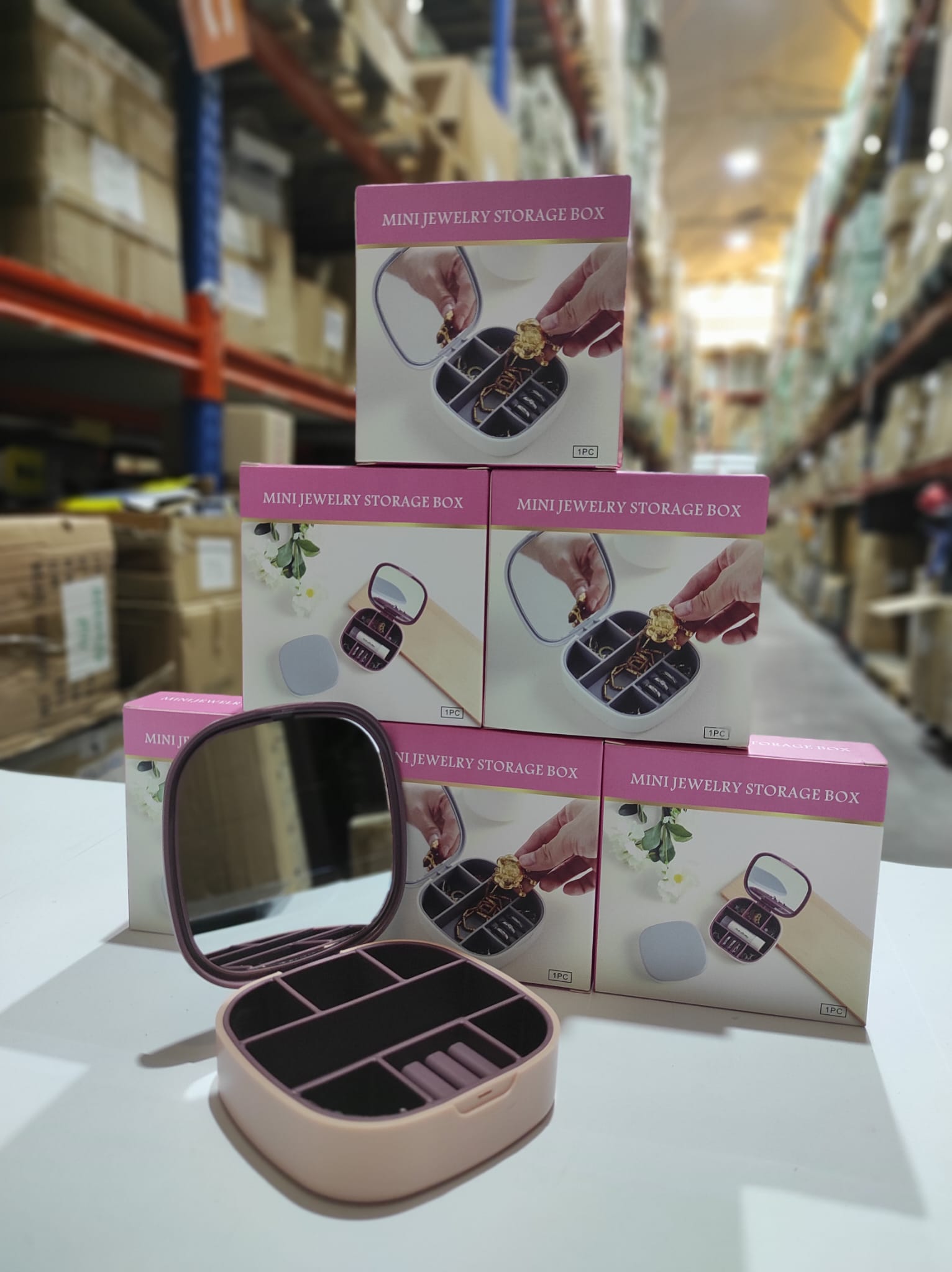 Mini joyero con espejo de viaje ( rosa , blanco ) - Imagen 8